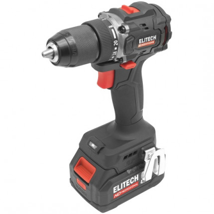 Фото Дрель ак ELITECH HD CD 20SL2 (E2201.040.02) ,б\щет,20В,2х4.0Ач,ELP,БЗП-13мм,0-550\2100об\м,65Нм,1.2кг,чем,подсветка
