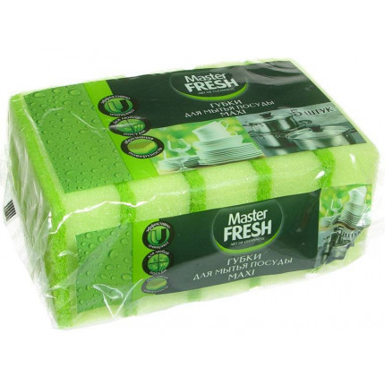 Фото Губки для посуды поролон/абразив,95*65*27мм,MAXI,5шт,С0005790/Master FRESH
