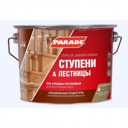Фото Лак для ступеней лестниц алкидно-уретановый L15 PARADE глянц. 2,5л