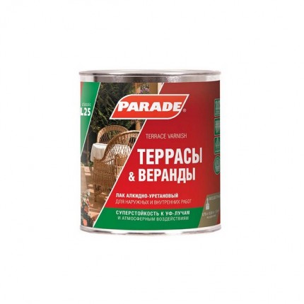 Фото Лак для террас алкидно-уретановый L25 PARADE глянц. 0,75л