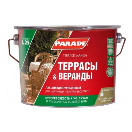 Фото Лак для террас алкидно-уретановый L25 PARADE матов. 2,5л