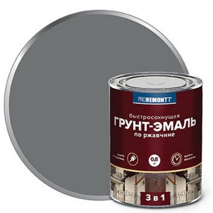 Фото Грунт-эмаль 3 в 1 PROREMONTT быстросохнущая сер.мат. 0,8кг