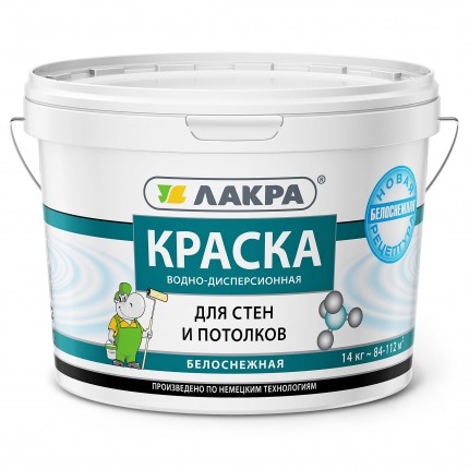 Фото Краска в/д д/стен и потолков Лакра Белоснежный 6,5кг ведро Л-С