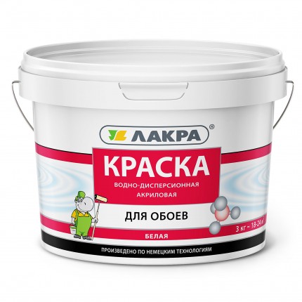 Фото Краска в/д д/обоев Лакра Белый 3 кг Л-С