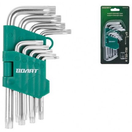 Фото Набор ключей Torx T10-T50 9шт коротких ВОЛАТ 11025-09