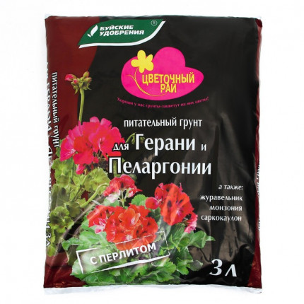 Фото Грунт Цветочный рай Герань,пеларгония3л
