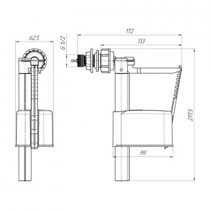 Фото Клапан впуска боковой 1/2" пластик WC5050 Ани эконом