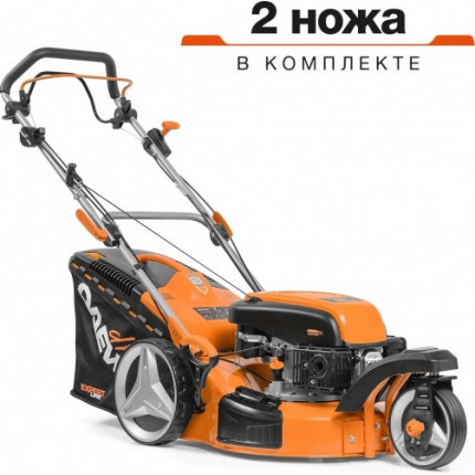 Фото Газонокосилка бензиновая DLM 5100SR DAEWOO 6,0 л.с, 165см3, 50 см,, 3 в 1, самоходная,боковой выброс,  травосборник 65л, 25-75мм - центральная, рояльное колесо, 32,7 кг.2-ва ножа в комплекте!