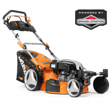 Фото Газонокосилка бензиновая DLM 5500SVRB DAEWOO B&S 750EX Series DOV, 161 см3, 54 см, 3 в 1, двойные рояльные колеса 360, самоходная + ВАРИАТОР , травосборник 70л, 25-75мм - центральная, 36 кг.