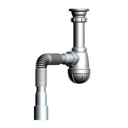 Фото В120 Сифон для мойки 1 1/2"х40 с гибкой трубой 40х40/50 Unicorn